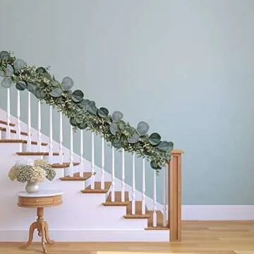 8.3' Long Faux Eucalyptus Greenery Garland - Silver Dollar Eucalyptus for Wedding Arch, Swag, Backdrop, Doorways, Mantel, Table Runner - Indoor/Outdoor