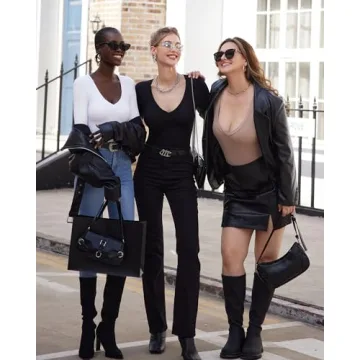 Versatile MANGOPOP Deep V Neck Bodysuit for Women