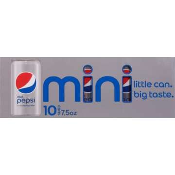 Diet Pepsi Soda, 7.5 Ounce Mini Cans, (Two packs of 10)