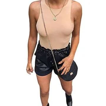 GEMBERA Women's Stylish Sleeveless Racerback Bodysuit