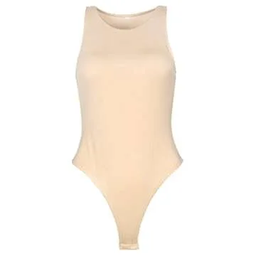 GEMBERA Women's Stylish Sleeveless Racerback Bodysuit