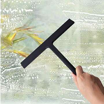 IMEEA Shower Squeegee - 9-Inch Black Silicone Bathroom Tool with Hooks