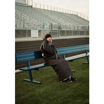 Thermotuff Wearable Sleeping Bag with Dual Hoodie, Zippered Arm Holes, Pockets & Adjustable Drawstring - Ideal for Camping, Cold Weather Hiking, and Stadium Sak Blanket (Black)