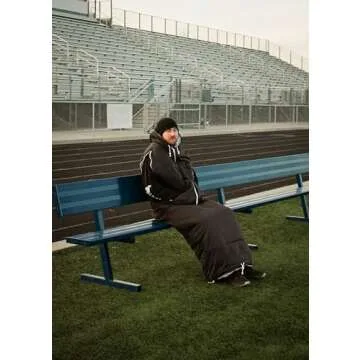 Thermotuff Wearable Sleeping Bag with Dual Hoodie, Zippered Arm Holes, Pockets & Adjustable Drawstring - Ideal for Camping, Cold Weather Hiking, and Stadium Sak Blanket (Black)