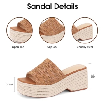 EQAUDES Comfortable Wedge Espadrille Sandals for Women