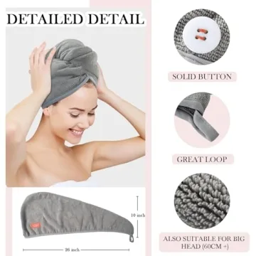 Ultra Plush Microfiber Hair Towel Wrap Women 2 Pack