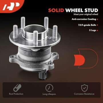 A-Premium Rear Wheel Bearing and Hub Assembly with ABS & 5-Lug Compatible with Ford Escape 2013-2019, C-Max 2013-2018, Lincoln MKC 2015-2019, FWD and Without Active Park Assist