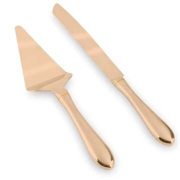 Copper Cake knife Serving set - wedding Cake Knife and Server Set -copper Rose gold Cake Cutter Knif...
