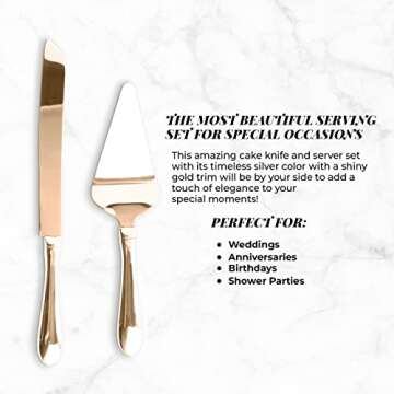 Copper Cake knife Serving set - wedding Cake Knife and Server Set -copper Rose gold Cake Cutter Knife server set With Serrated Blade for Easier Cutting-Gift Holidays, Birthdays, Wedding, Anniversary
