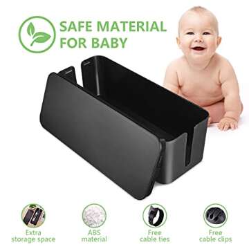 Cable Management Box, Large Cord Organizer Box to Hide Power Strip & Under Desk,TV Computer Wires Ca...
