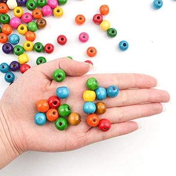 Jdesun Colorful Round Wood Beads for DIY Crafting