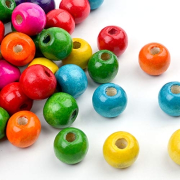 Jdesun Colorful Round Wood Beads for DIY Crafting
