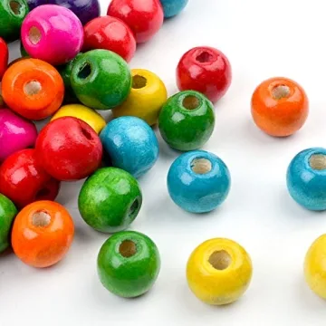 Jdesun Colorful Round Wood Beads for DIY Crafting