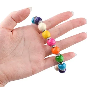 Jdesun Colorful Round Wood Beads for DIY Crafting