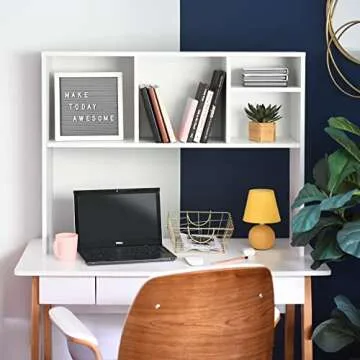 GlossyEnd Sturdy and Elegant Wood Dorm Desk Bookshelf Organizer, Office Desk Bookshelf Holder, Deskt...