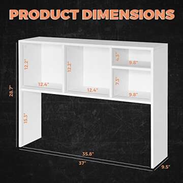 GlossyEnd Sturdy and Elegant Wood Dorm Desk Bookshelf Organizer, Office Desk Bookshelf Holder, Desktop Bookshelf Storage, Desk Book Organizer, Collage Dorm Desk, White