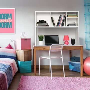 GlossyEnd Sturdy and Elegant Wood Dorm Desk Bookshelf Organizer, Office Desk Bookshelf Holder, Desktop Bookshelf Storage, Desk Book Organizer, Collage Dorm Desk, White