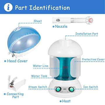 KIEKRO 2 in 1 Hair and Facial Steamer, Blue White, Facial Steamer, Hair Humidifier, Hot Mist Moisturizing, Hydration System Sprayer, Personal Care Use, Home and Salon