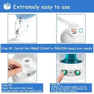 KIEKRO 2 in 1 Hair and Facial Steamer, Blue White, Facial Steamer, Hair Humidifier, Hot Mist Moisturizing, Hydration System Sprayer, Personal Care Use, Home and Salon