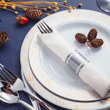 N9R Elegant Pre Rolled Silver Plastic Cutlery Set for Parties