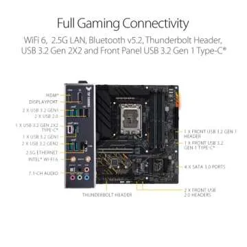 ASUS TUF B660M-PLUS WiFi D4 LGA 1700(Intel 12th Gen) mATX Gaming Motherboard (PCIe 5.0,DDR4,2xPCIe 4.0 M.2 Slots,WiFi 6,2.5 Gb LAN,Front USB 3.2 Gen 1 Type-C,Two-Way AI Noise Cancelation)