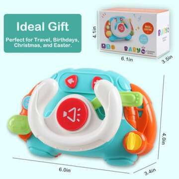Baby Montessori Sensory Learning Travel Activities Toys with Sound Light - Baby Steering Wheel Music Toys for Babies 6 9 12 18 Months - Infant Newborn Shower Gifts for Toddlers 1-3 Year Old Boys Girls