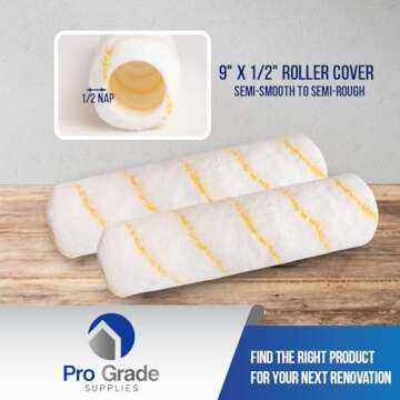 Pro Grade Microfiber Paint Roller Covers - 1/2" Nap, 9" - 5 Pack