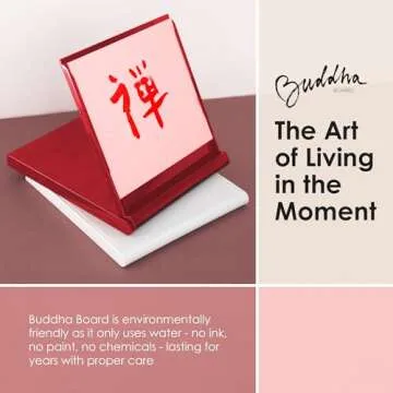 Mini Buddha Board Art Set: Water Drawing Writing Board w/ Mini Water Brush for Mindfulness & Meditat...