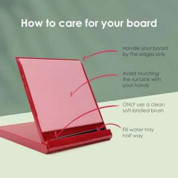 Mini Buddha Board Art Set: Water Drawing Writing Board w/ Mini Water Brush for Mindfulness & Meditation – Zen Based Drawing Board - Painting & Art Supplies – Ideal Relaxation Gifts (5” x 5”, Red)