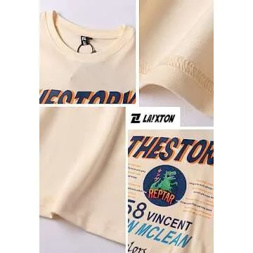 Laixton Unisex Graphic Oversize Casual Tee Shirt in Beige