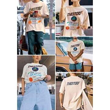 Laixton Unisex Graphic Oversize Casual Tee Shirt in Beige