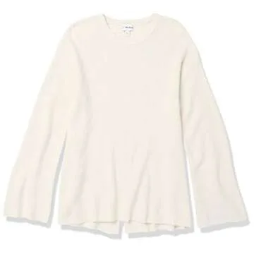 The Drop Women's Alice Crewneck Back Slit Ribbed Pullover Sweater, Whisper White, XS