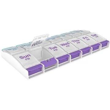 EZY DOSE Push Button Pill Case 7-Day AM PM Organizer