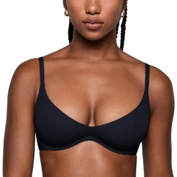 INLYRIC Women's Inbarely Plus Plunge Bra - Unlined Underwire Sexy Demi Balconette Bras Black 32A