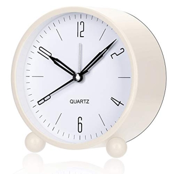 OUTWIT 4 Inch Analog Alarm Clock - Silent, Night Light, Battery Operated, Stylish Design