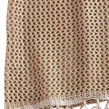 ZAFUL Women's Swimsuit Cover Up Crochet Sheer Short Beach Skirt with Tassels (0-Sand, One Size)