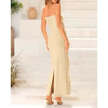 BTFBM Women Summer Elegant Strapless Midi Ruched Bodycon Dress Solid Color Stretch Mesh Slim Party Cocktail Dresses