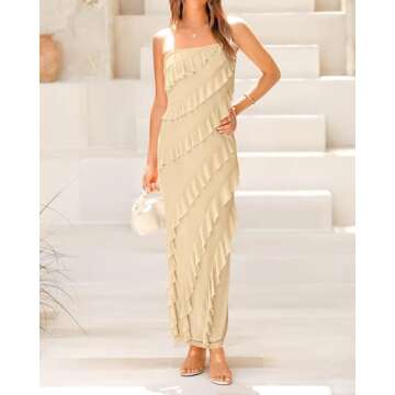 BTFBM Women Summer Elegant Strapless Midi Ruched Bodycon Dress Solid Color Stretch Mesh Slim Party Cocktail Dresses