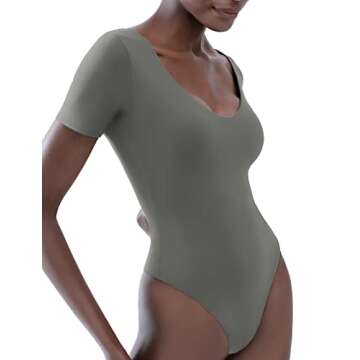 PUMIEY Women's V-Neck Bodysuit - Comfortable & Stylish