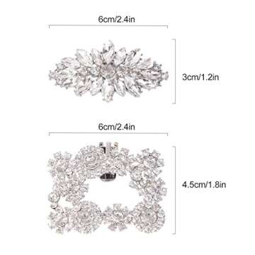 kilofly Elegant Rhinestone Crystal Metal Shoe Clips Wedding, Set of 2 Pairs