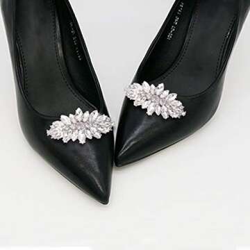 kilofly Elegant Rhinestone Crystal Metal Shoe Clips Wedding, Set of 2 Pairs