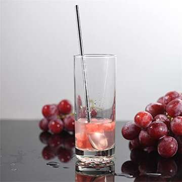 Silverora 8-piece Stainless Steel Reusable Spoon Straws, 2 in 1 Cocktail Milkshake Drinking Stirring Straw Spoons with 2 Pieces Long Cleaning Brush [Silver]