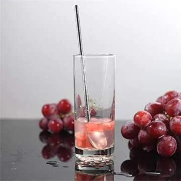 Silverora 8-piece Stainless Steel Reusable Spoon Straws, 2 in 1 Cocktail Milkshake Drinking Stirring Straw Spoons with 2 Pieces Long Cleaning Brush [Silver]