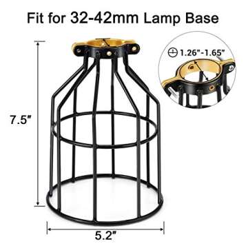 Kohree Metal Bulb Guard Lamp Cage, for Pendant Light, 32-42mm Lamp Base, Ceiling Fan Light Bulb Covers Vintage Open Style Industrial Grade Adjustable 4 Packs(Cage ONLY)
