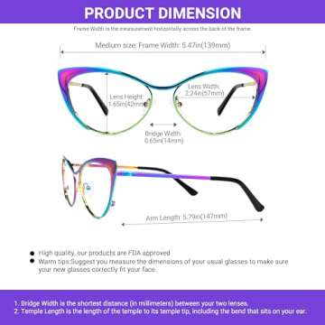 VOOGLAM Cat Eye Blue Light Blocking Glasses for Women Anti UV Eyestrain Computer Eyewear Annabelle GVFM0176-16