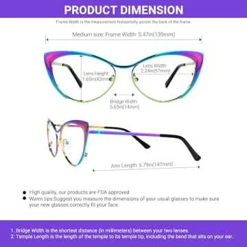 VOOGLAM Stylish Cat Eye Blue Light Glasses for Women