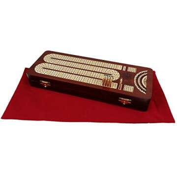 Elegant 14" Cribbage Board with Card Storage and Durability