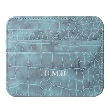 Custom Initials Ultra Slim PU Leather Credit Card Holder Wallet
