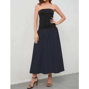 JEIBKOUY Women's Strapless Maxi Dress - Lightweight Summer Elegance