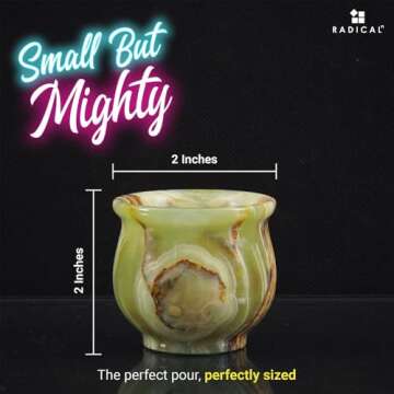 Radicaln Marble Shot Glasses Green Onyx 2" Inches Handmade Tequila Glasses For Bar Set - Small Whiskey Shot Glasses For Vodka - Small Drinking Glasses Set of 2